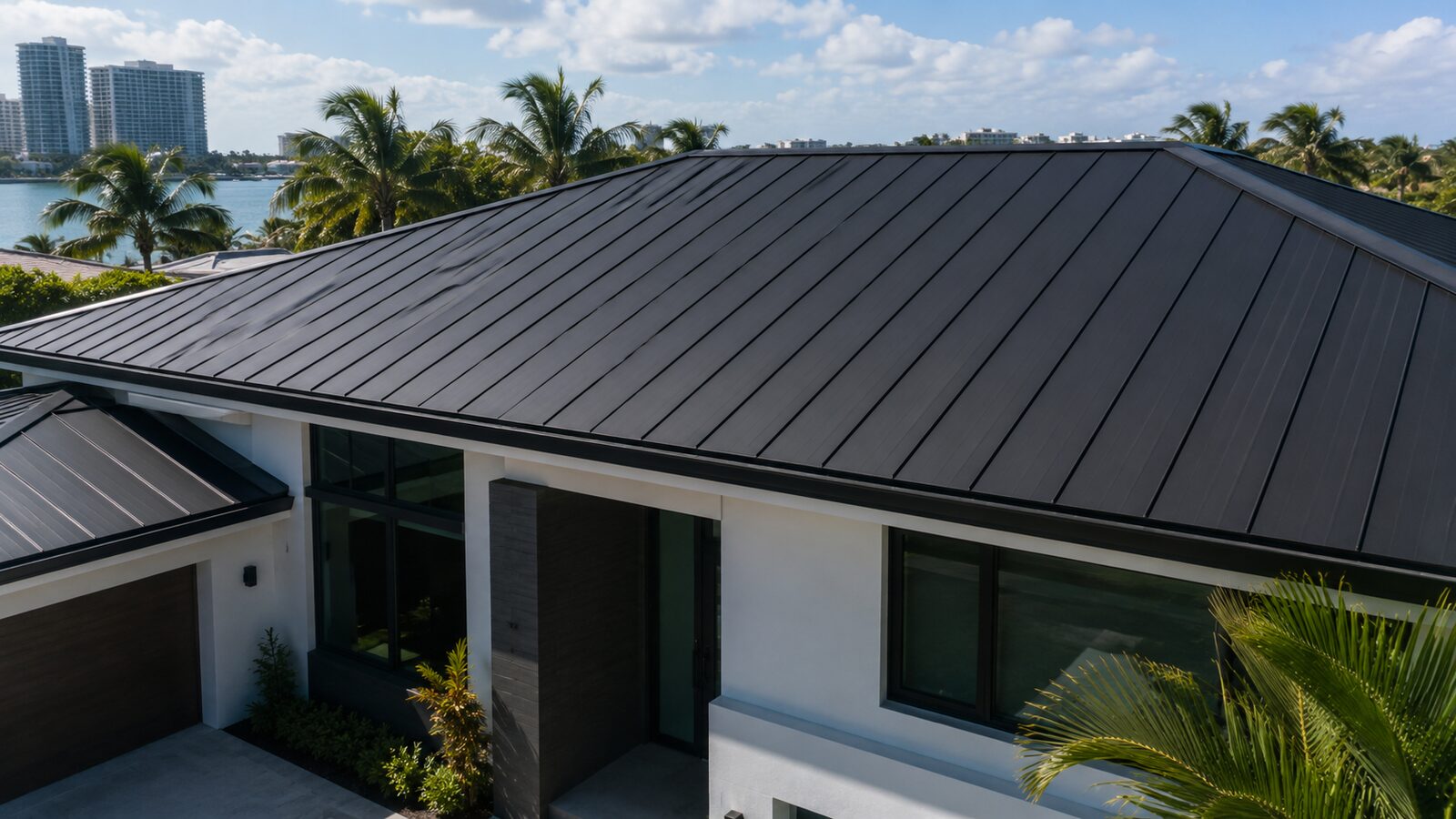 Standing seam metal roof on a Greater Miami home