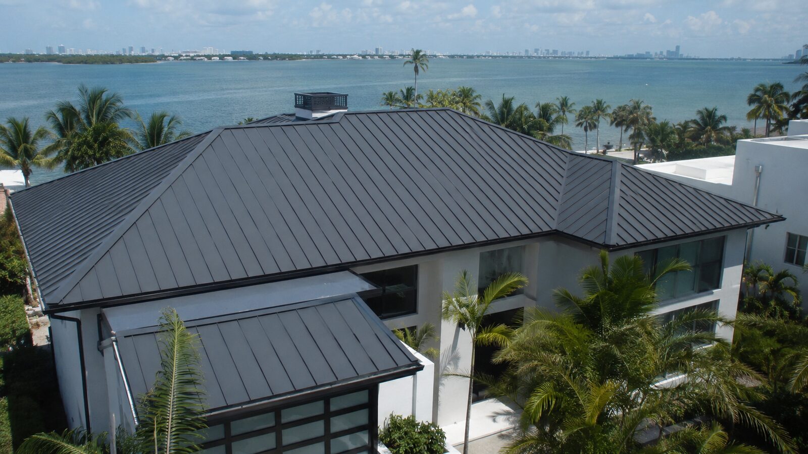 5V-crimp metal roof on a Miami residence